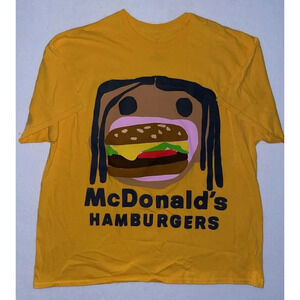 Travis Scott McDonalds Burger Mouth Cactus Jack CPFM Yellow Gold T-shirt Size XL